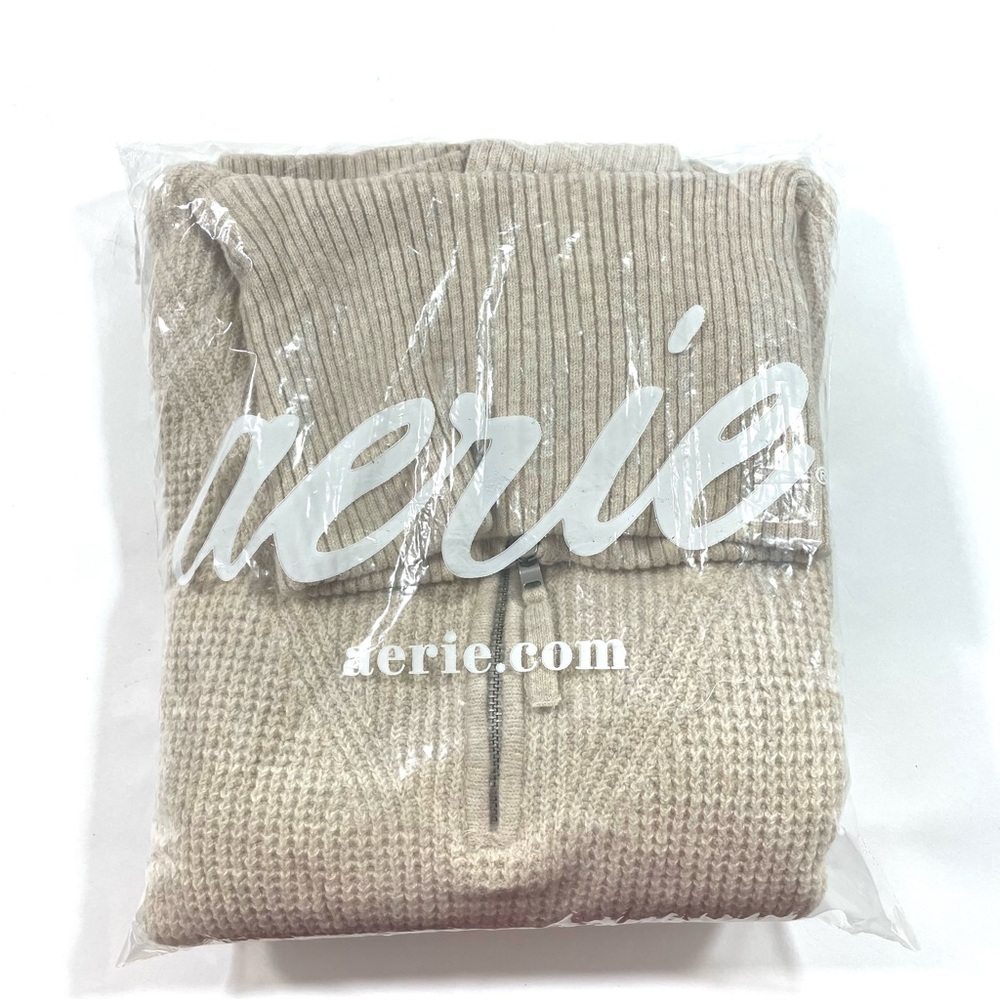 LAST ONE! NWOT Aerie CozyUp Waffle Quarter Zip Sweater - Picture 4 of 8